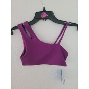 DSG Girls Asymmetric Ribbed Swim Top Vibrant Violet Purple Size Small NWT #8